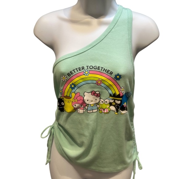 Hello Kitty Tops - Sanrio Hello Kitty & Friends Better Together One Shoulder Ruched Tank Top Large